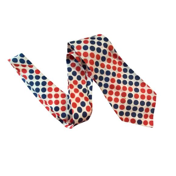 Vintage Neck Tie Red Blue Polka Dot 56x4 70s Collector Movie Prop Circus Clown - Picture 1 of 7
